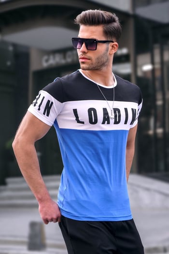 Madmext Baskılı Saks Tişört 2974