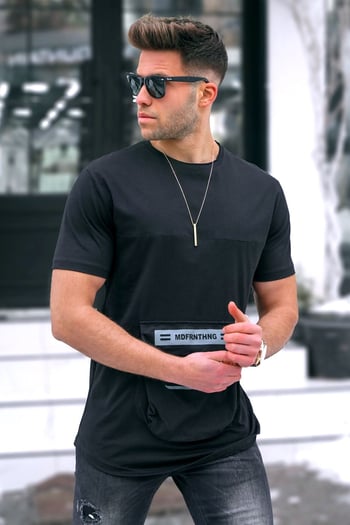 Madmext Baskılı Siyah T-Shirt 5359