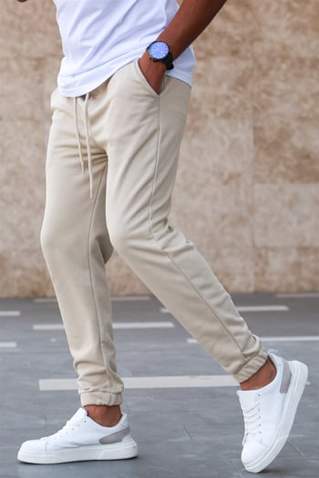 Madmext Men Plain Beige Sweatpants 5424