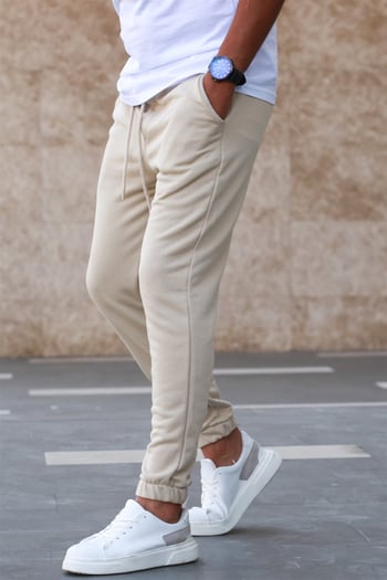 Madmext Men Plain Beige Sweatpants 5424