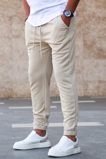 Madmext Men Plain Beige Sweatpants 5424