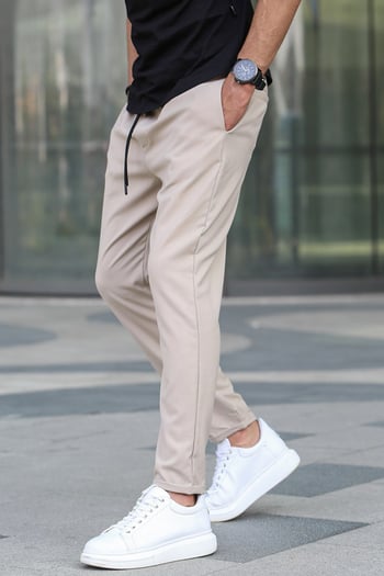 Madmext Men Beige Jogger Trousers 4242