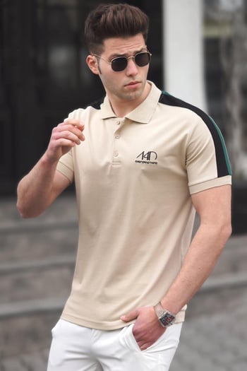 Madmext Bej Polo Yaka Erkek Tişört 5215