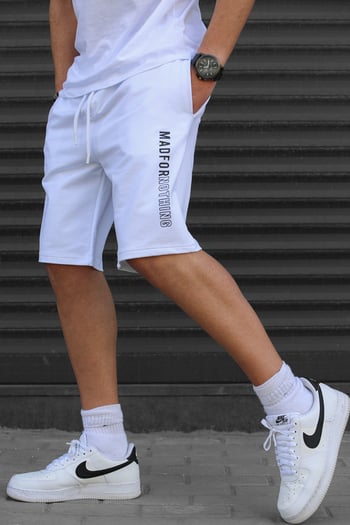 Madmext White Capri Shorts 5403