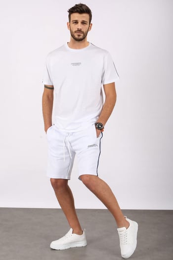 Madmext Men Oversize White Shorts Set 5376
