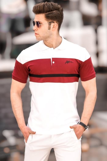 Madmext Beyaz Polo Yaka Erkek Tişört 5239