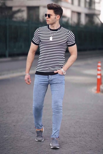 Madmext Black Knitwear T-shirt for Men 4602