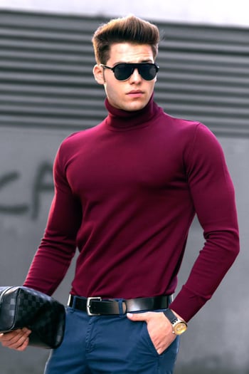 Madmext Bordo Balıkçı Yaka Kazak 4656