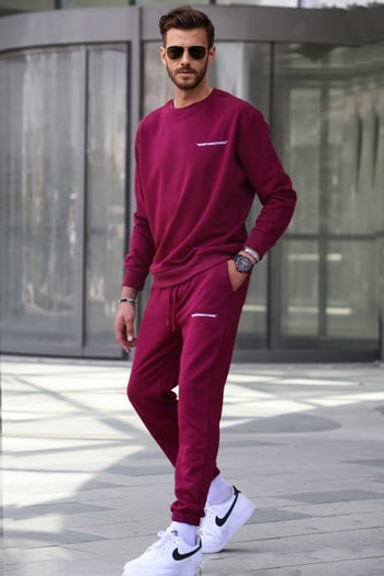 Madmext Bordo Erkek Eşofman Takımı 5285