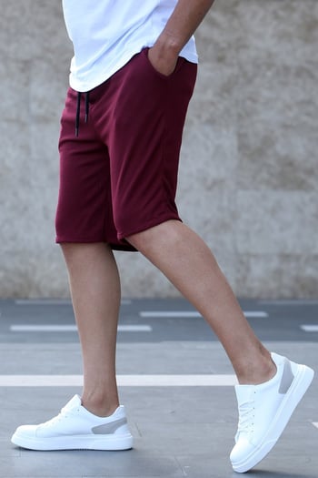 Madmext Maroon Capri Shorts 5410