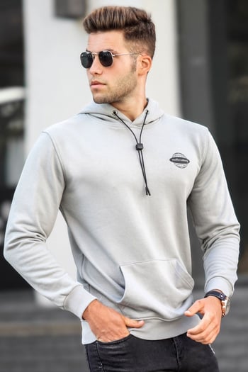 Madmext Boyalı Gri Baskılı Erkek Sweatshirt 5297