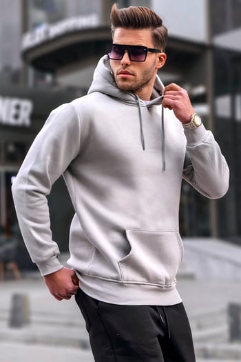 Madmext Boyalı Gri Erkek Sweatshirt 5339