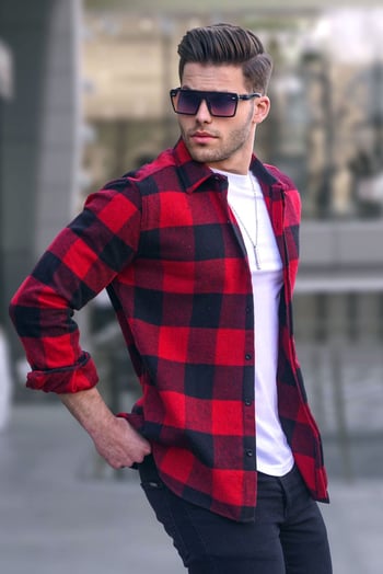 Madmext Ekoseli Kırmızı Gömlek 4664