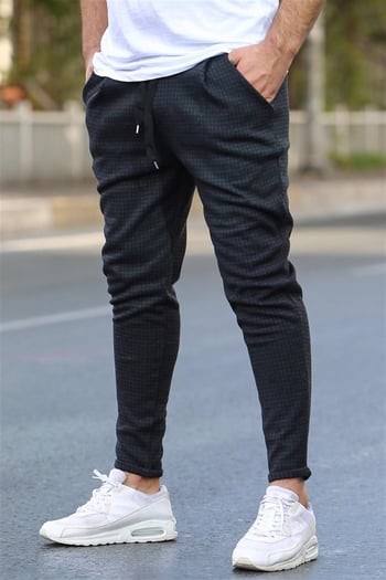Madmext Black Checked Sweatpants 4219