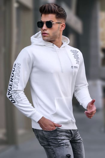 Madmext Ekru Baskılı Erkek Sweatshirt 5313