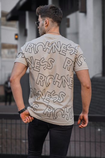 Madmext Men Printed Beige T-shirt 5818