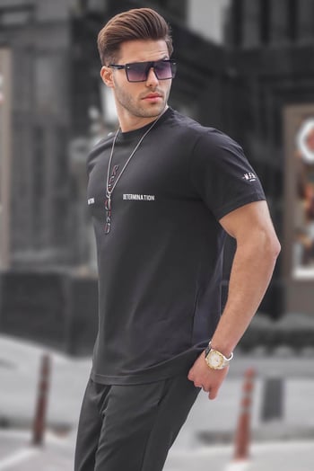 Madmext Men Printed Black T-shirt 5395