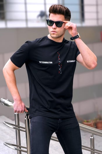 Madmext Men Printed Black T-shirt 5395