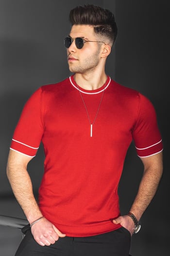 Madmext Men Knitwear Red T-shirt 5080