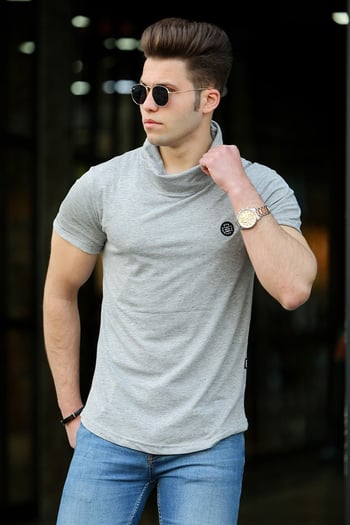 Madmext Grey T-shirt for Men 4554