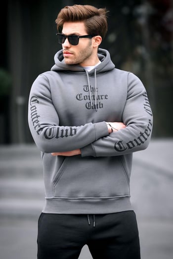 Madmext Men Hoodie Smoke Gray Sweatshirt 2877