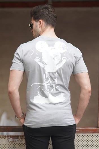 Madmext Men Printed Gray T-shirt 5275