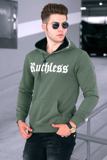 Madmext Haki Baskılı Erkek Sweatshirt 4747