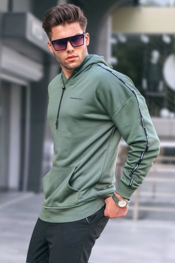 Madmext Khaki Basic Mens Hoodie 4721