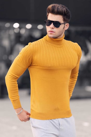 Madmext Hardal Balıkçı Yaka Kazak 4677