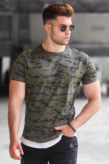 Madmext Men Camouflage Khaki T-shirt 4480