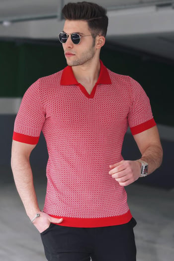 Madmext Kırmızı Polo Yaka Erkek Tişört 5077
