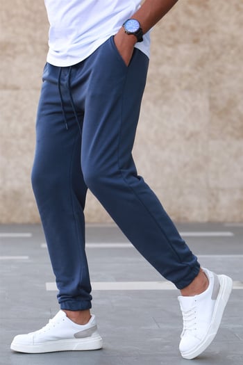 Madmext Men Plain Navy Blue Sweatpants 5424