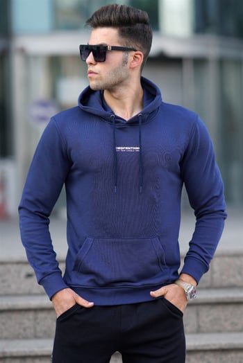 Madmext Lacivert Baskılı Sweatshirt 5306