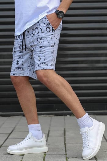Madmext Men Printed Gray Capri Shorts 2408