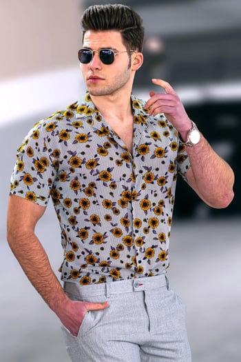 Madmext Yellow Men Shirt 4928
