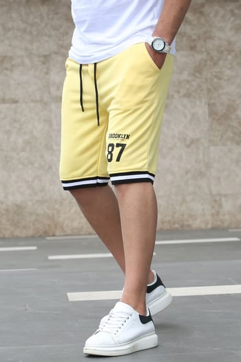 Madmext Men Regular Fit Yellow Shorts 5405