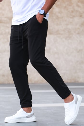 Madmext Men Plain Black Sweatpants 5424