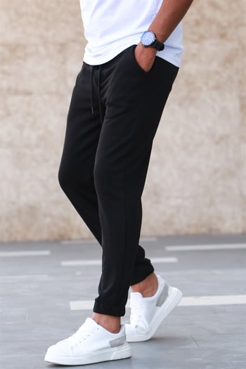 Madmext Men Plain Black Sweatpants 5424
