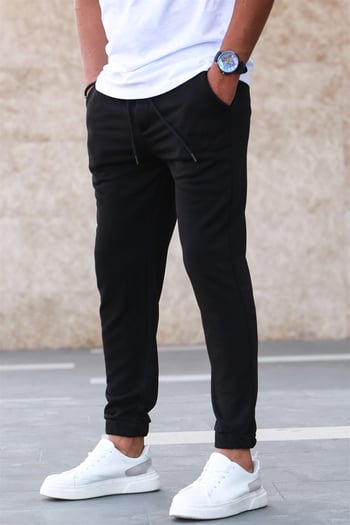 Madmext Men Plain Black Sweatpants 5424