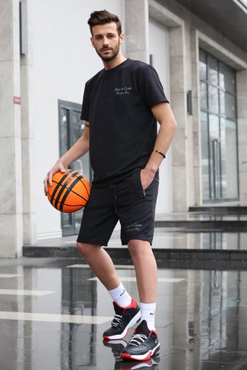 Madmext Men Printed Black Shorts Outfit 5820