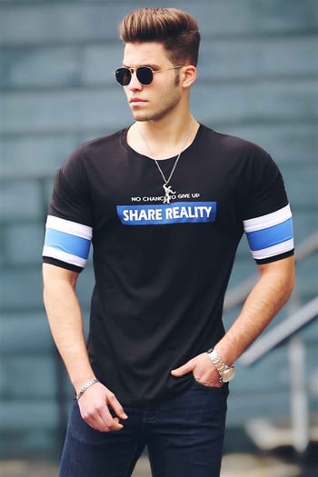 Madmext Black Printed T-shirt for Men MDX4030
