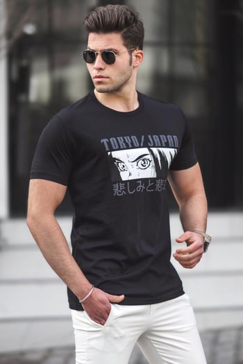 Madmext Siyah Erkek Tişört 5224