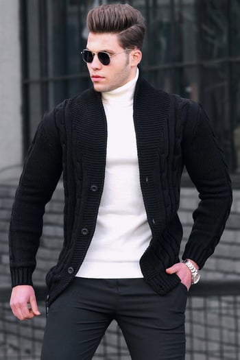 Madmext Black Knitwear Cardigan 9053