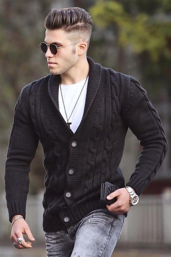 Madmext Black Knitwear Cardigan 9053