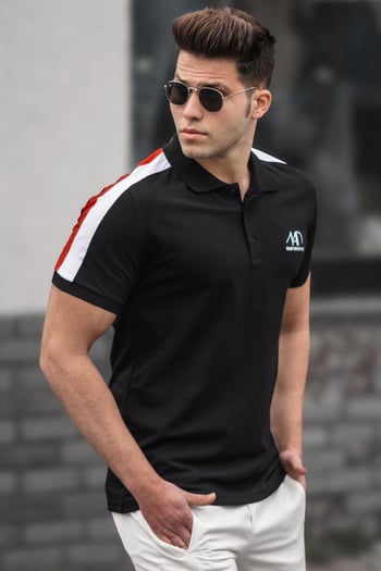 Madmext Siyah Polo Yaka Erkek Tişört 5215