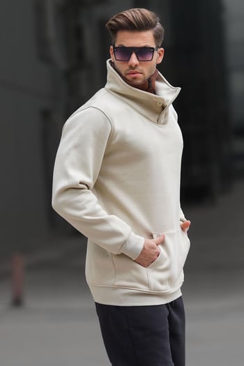 Madmext Beige Button-up Knitwear Sweatshirt 4411