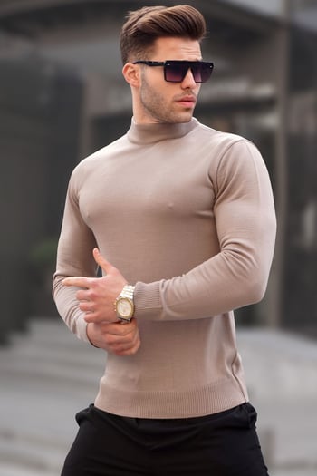 Madmext Vizon Slim Fit Yarım Balıkçı Yaka Erkek Triko Kazak 6343