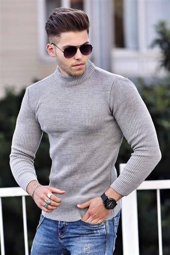 Madmext Yarım Balıkçı Gri Kazak 4359