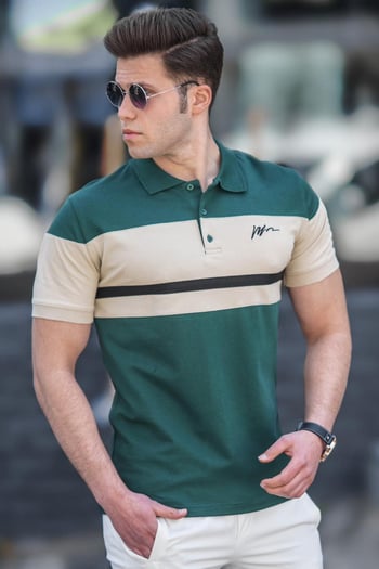 Madmext Yeşil Polo Yaka Erkek Triko Tişört 5239