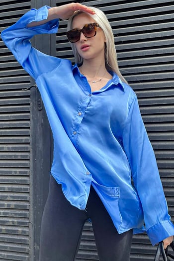 Mavi Basic Kadın Saten Gömlek MG1326